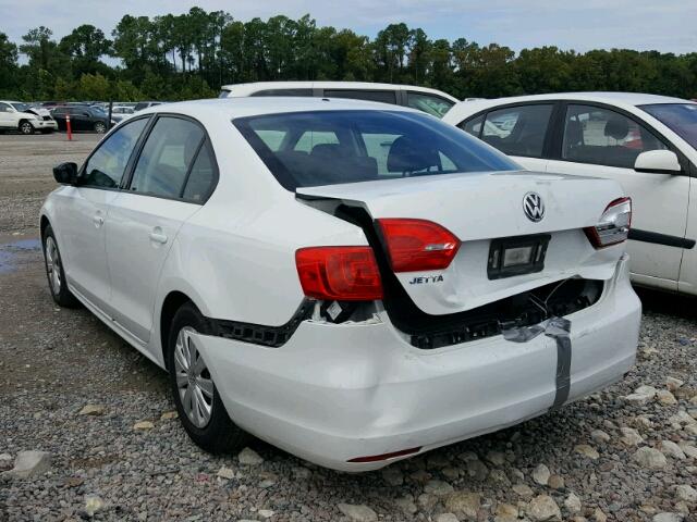 3VW2K7AJ1EM313448 - 2014 VOLKSWAGEN JETTA BASE WHITE photo 3