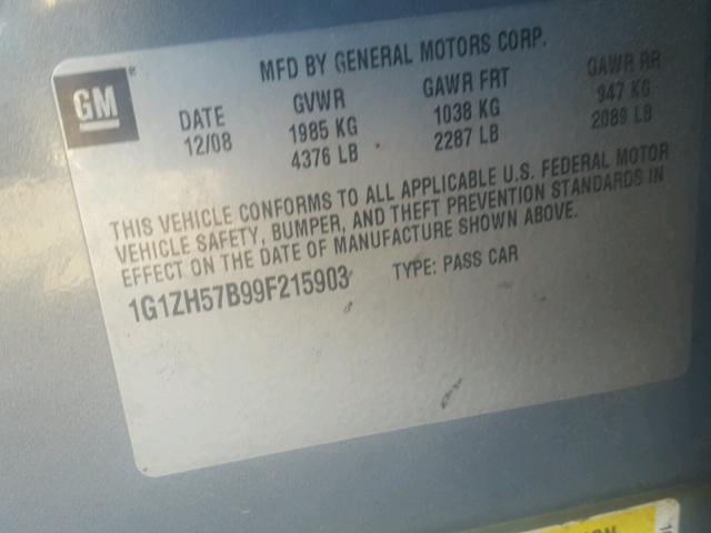 1G1ZH57B99F215903 - 2009 CHEVROLET MALIBU 1LT 灰色 照片 10