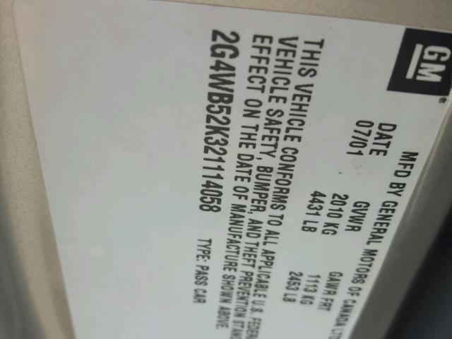 2G4WB52K321114058 - 2002 BUICK REGAL LS 石墨色 照片 10