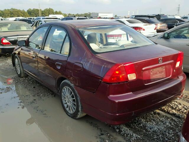 2HGES26722H510236 - 2002 HONDA CIVIC BURGUNDY photo 3