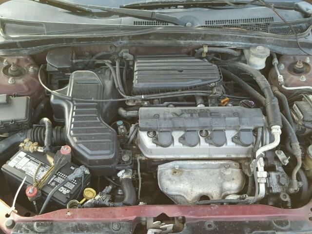 2HGES26722H510236 - 2002 HONDA CIVIC BURGUNDY photo 7