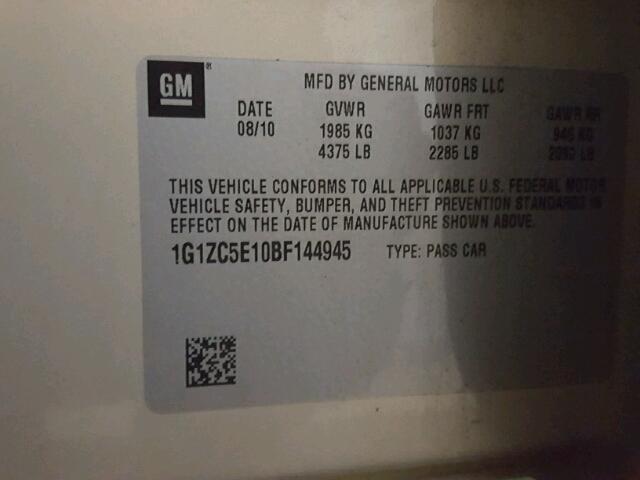 1G1ZC5E10BF144945 - 2011 CHEVROLET MALIBU 1LT თაფლისფერი ფოტო 10