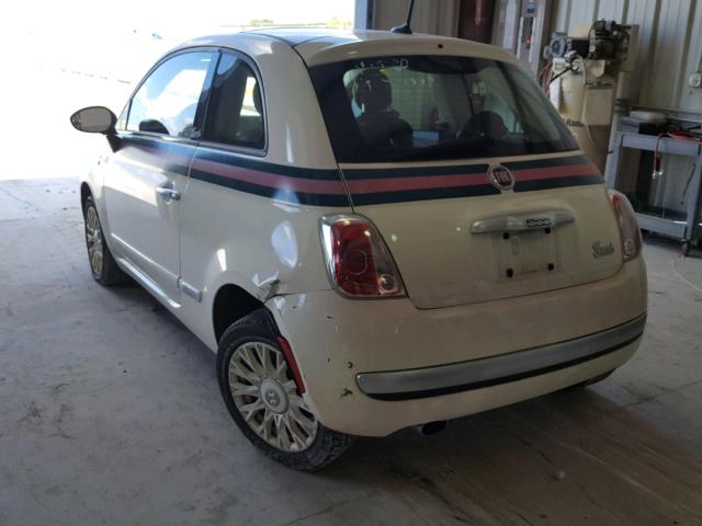 3C3CFFCRXCT229158 - 2012 FIAT 500 LOUNGE WHITE photo 3