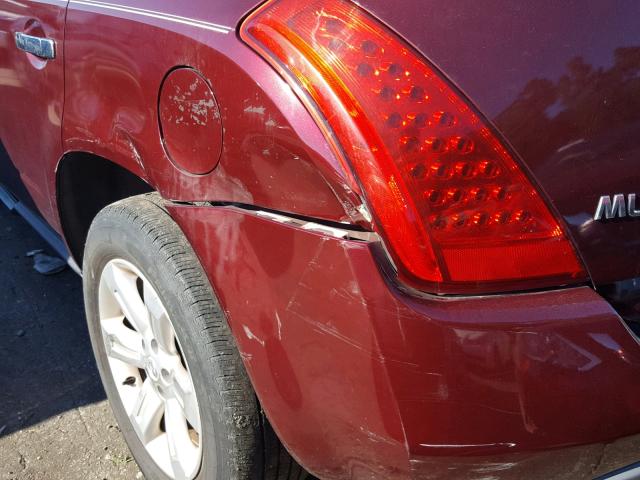 JN8AZ08T96W408046 - 2006 NISSAN MURANO SL/ MAROON photo 9