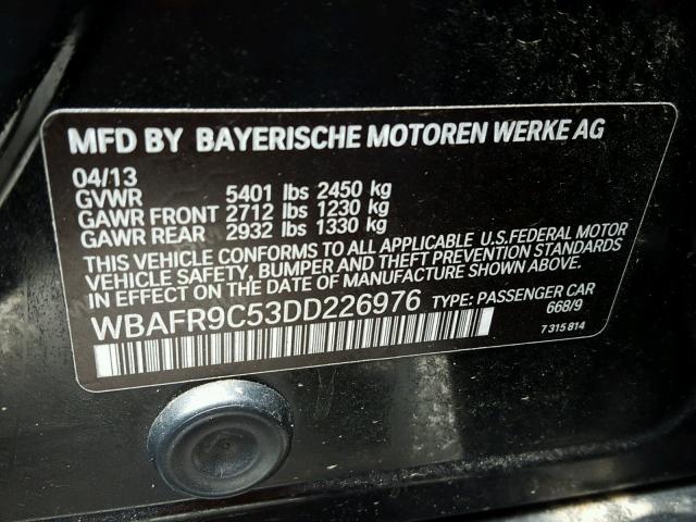 WBAFR9C53DD226976 - 2013 BMW 550 BLACK photo 10