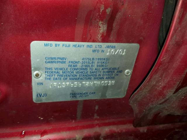 JF1SF65672H740534 - 2002 SUBARU FORESTER S 栗色 照片 10