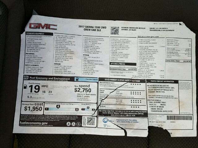 3GTP1MEC5HG119160 - 2017 GMC SIERRA C15 SILVER photo 9