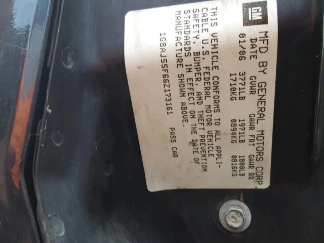 1G8AJ55F66Z173161 - 2006 SATURN ION LEVEL BLACK photo 10