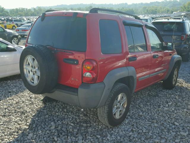 1J4GL48K62W126991 - 2002 JEEP LIBERTY RED photo 4