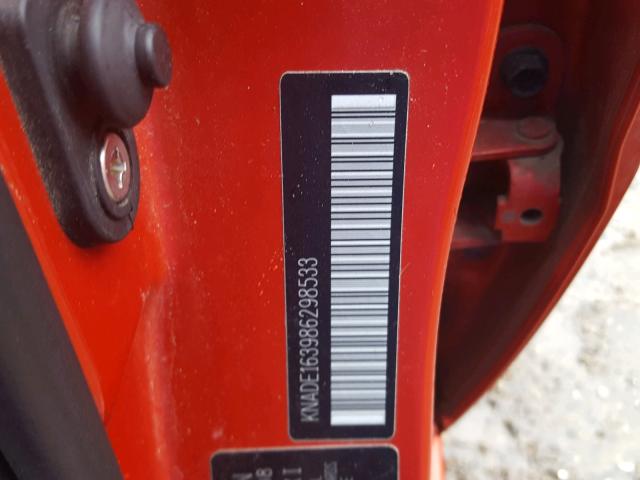 KNADE163986298533 - 2008 KIA RIO 5 SX RED photo 10