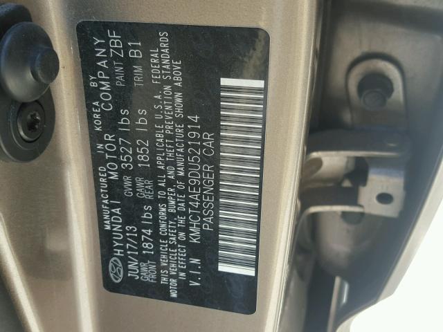 KMHCT4AE9DU521914 - 2013 HYUNDAI ACCENT GLS BROWN photo 10