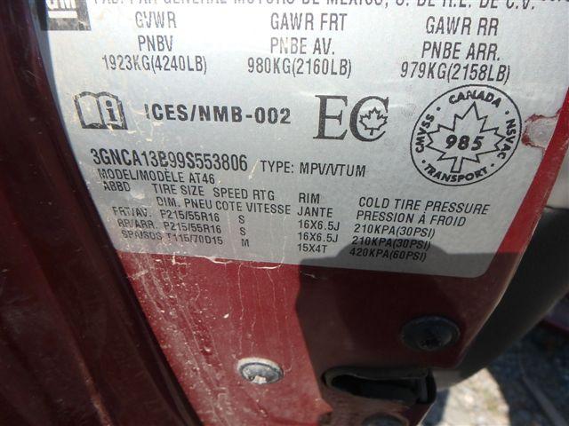 3GNCA13B99S553806 - 2009 CHEVROLET HHR LS Rojo foto 9