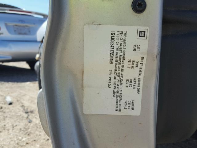 1G1JC524717234159 - 2001 CHEVROLET CAVALIER B SILVER photo 10