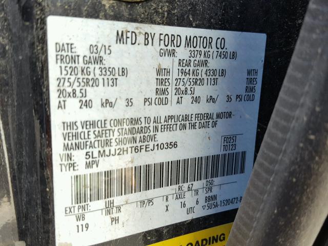 5LMJJ2HT6FEJ10356 - 2015 LINCOLN NAVIGATOR BLACK photo 10