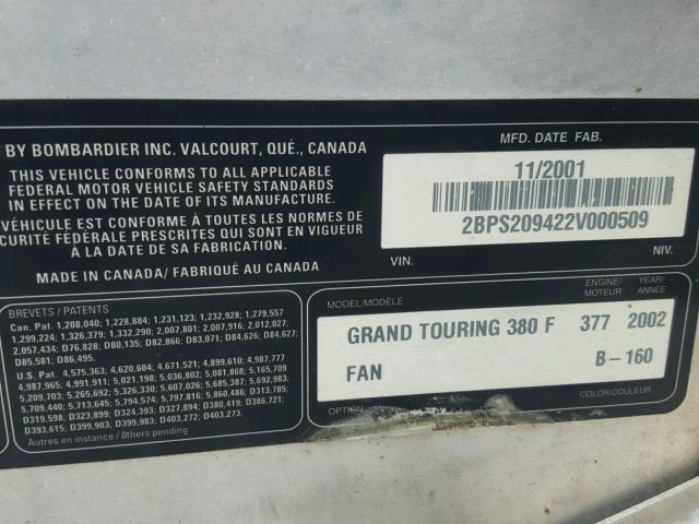 2BPS209422V000509 - 2001 SKID GRANDTOUR BLACK photo 10