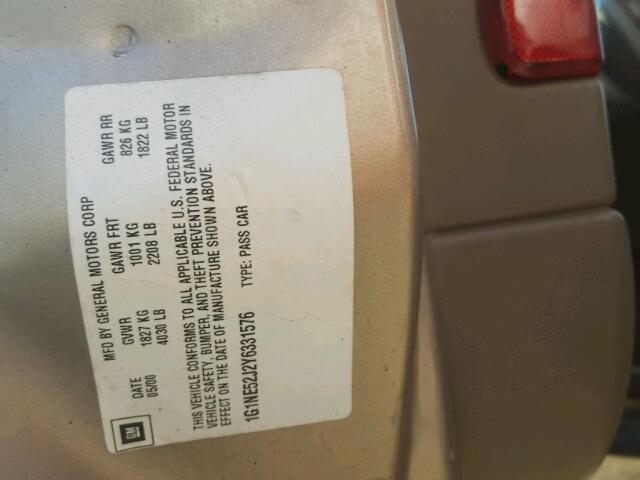 1G1NE52J2Y6331576 - 2000 CHEVROLET MALIBU LS 棕色 照片 10