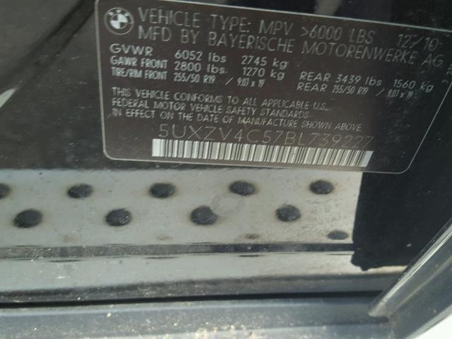 5UXZV4C57BL739227 - 2011 BMW X5 XDRIVE3 BLACK photo 10