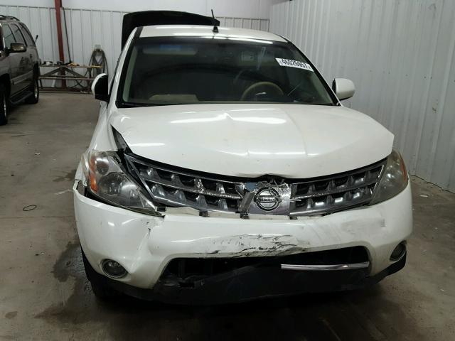 JN8AZ08T87W521939 - 2007 NISSAN MURANO SL WHITE photo 9