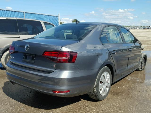 3VW267AJ4GM229907 - 2016 VOLKSWAGEN JETTA S CHARCOAL photo 4