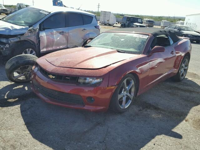 2G1FD3D33F9297518 - 2015 CHEVROLET CAMARO LT RED photo 2