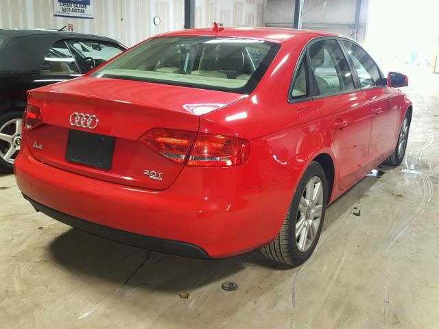 WAUBFAFL0AN004727 - 2010 AUDI A4 PREMIUM RED photo 4