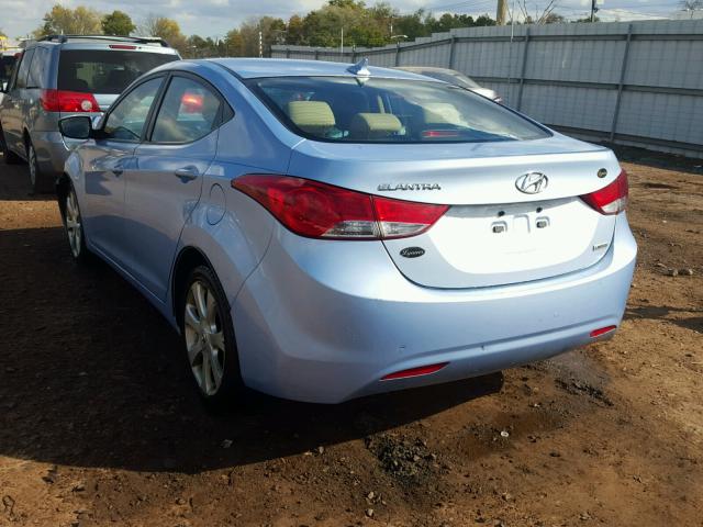 KMHDH4AE4CU299299 - 2012 HYUNDAI ELANTRA BLUE photo 3