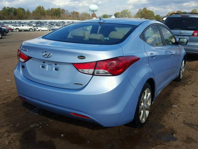 KMHDH4AE4CU299299 - 2012 HYUNDAI ELANTRA BLUE photo 4