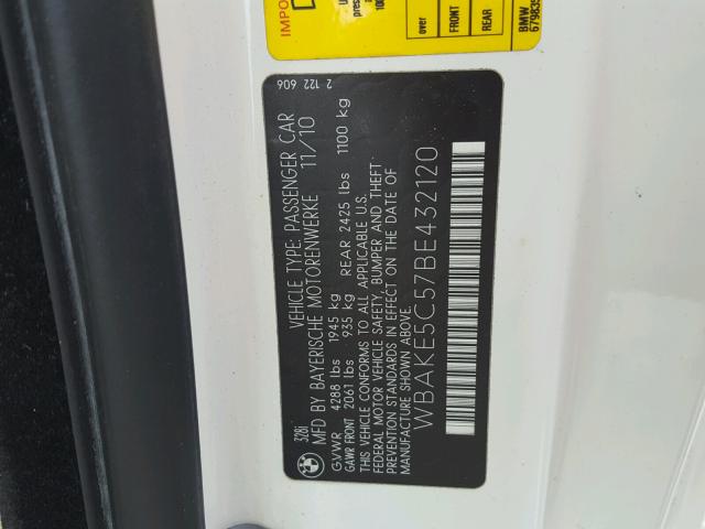 WBAKE5C57BE432120 - 2011 BMW 328 I SULE WHITE photo 10