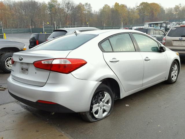 KNAFK4A61F5435262 - 2015 KIA FORTE LX SILVER photo 4