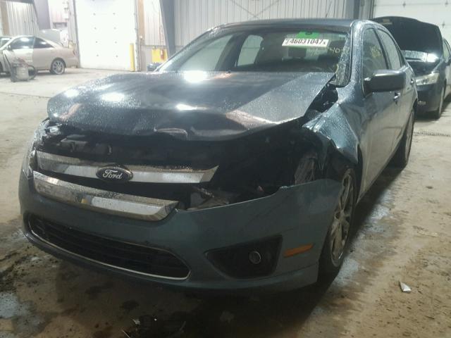 3FAHP0HA2CR339946 - 2012 FORD FUSION SE BLUE photo 2