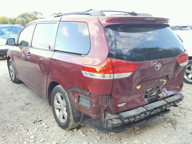 5TDKK3DC9BS065079 - 2011 TOYOTA SIENNA LE RED photo 3