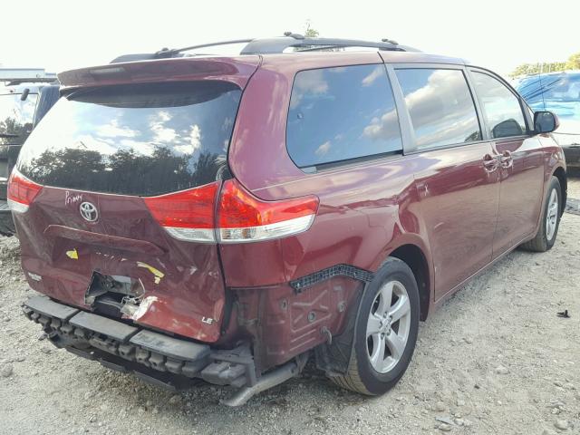 5TDKK3DC9BS065079 - 2011 TOYOTA SIENNA LE RED photo 4