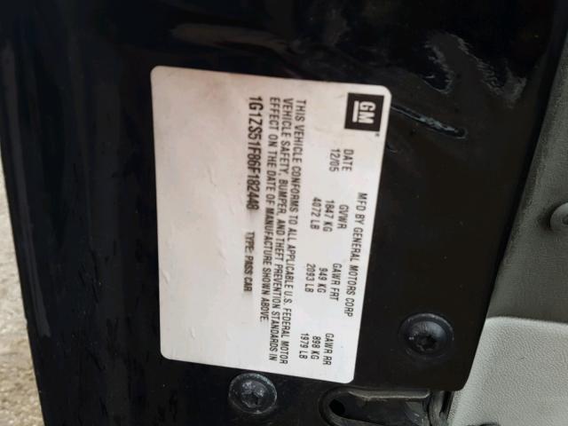 1G1ZS51F86F182448 - 2006 CHEVROLET MALIBU LS შავი ფოტო 10