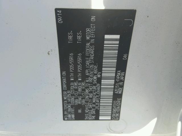 JTLZE4FE7EJ064609 - 2014 TOYOTA SCION XB 白色 照片 10