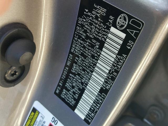 2T1BPRHE1EC161740 - 2014 TOYOTA COROLLA EC 灰色 照片 10