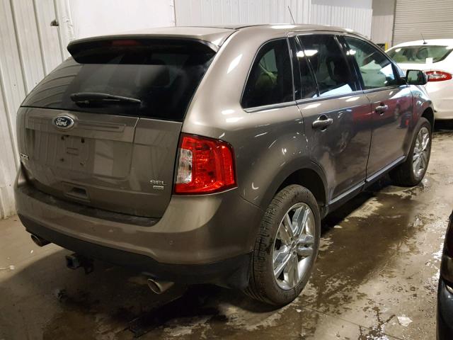 2FMDK4JC9EBA22575 - 2014 FORD EDGE SEL GRAY photo 4