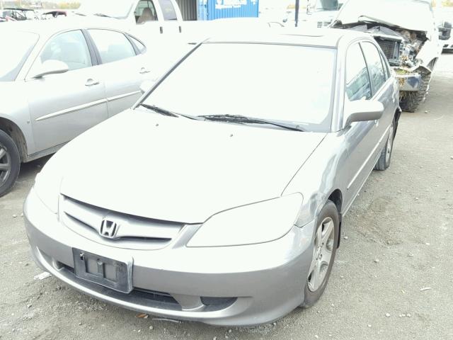 2HGES26865H531636 - 2005 HONDA CIVIC EX GRAY photo 2