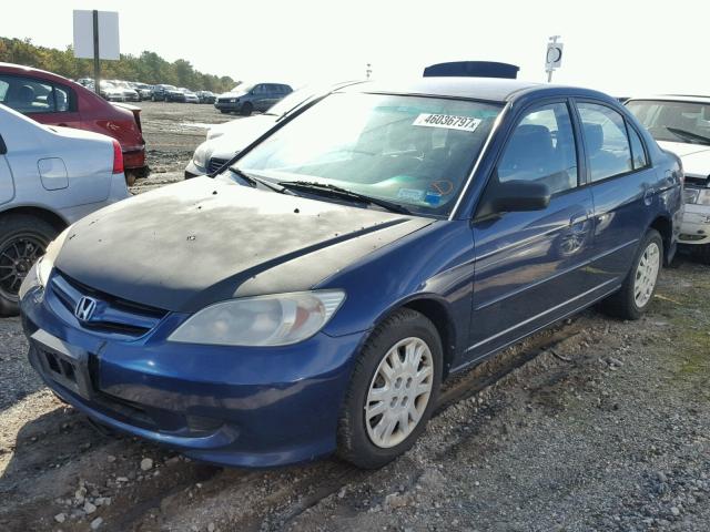 JHMES16525S006370 - 2005 HONDA CIVIC LX BLUE photo 2