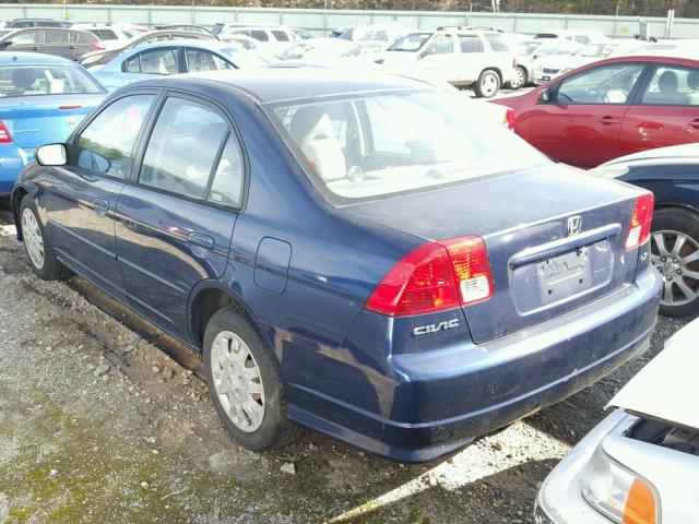 JHMES16525S006370 - 2005 HONDA CIVIC LX BLUE photo 3