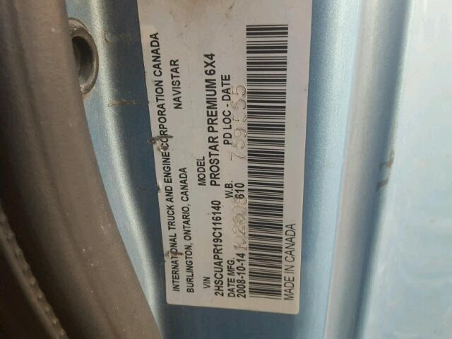 2HSCUAPR19C116140 - 2009 INTERNATIONAL PROSTAR PR BLUE photo 10