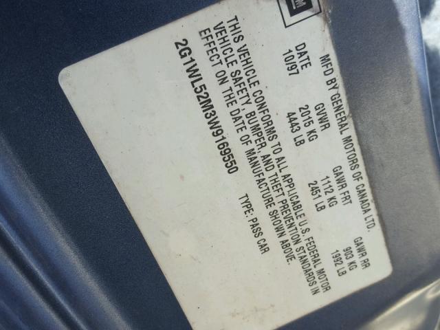 2G1WL52M3W9169550 - 1998 CHEVROLET LUMINA BAS ლურჯი ფოტო 10