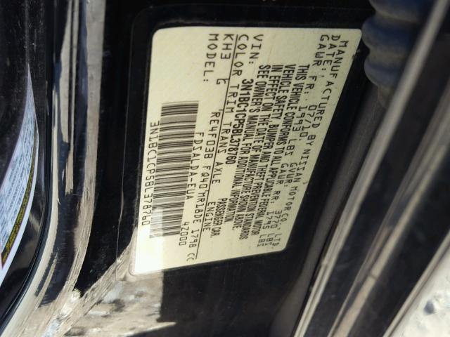 3N1BC1CP5BL378760 - 2011 NISSAN VERSA BLACK photo 10