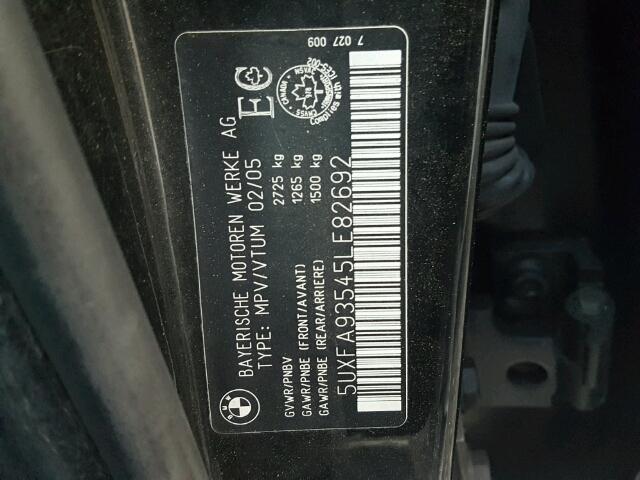 5UXFA93545LE82692 - 2005 BMW X5 4.8IS BLACK photo 10