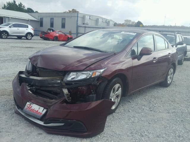 2HGFB2F59DH599471 - 2013 HONDA CIVIC LX RED photo 2