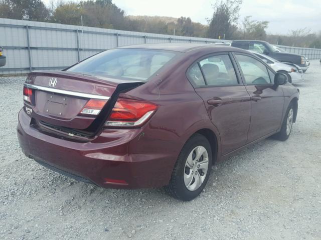 2HGFB2F59DH599471 - 2013 HONDA CIVIC LX RED photo 4