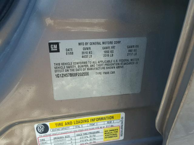 1G1ZH57B68F202556 - 2008 CHEVROLET MALIBU 1LT BROWN photo 10