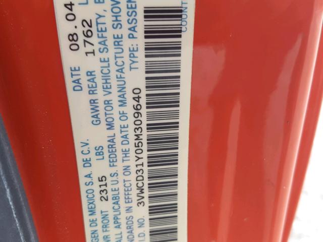 3VWCD31Y05M309640 - 2005 VOLKSWAGEN NEW BEETLE 橙色 照片 10