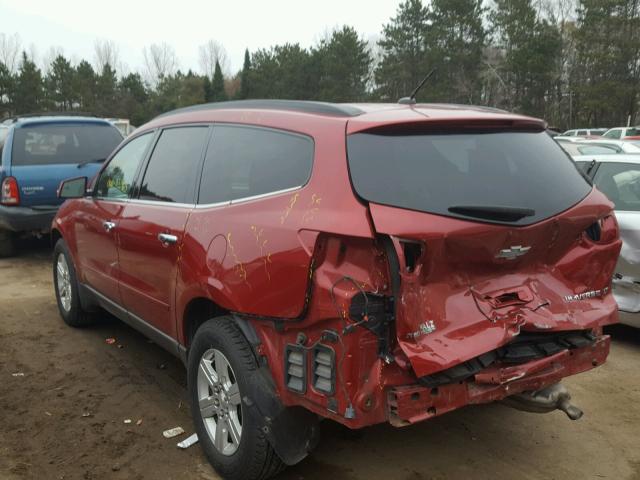 1GNKVJEDXCJ312330 - 2012 CHEVROLET TRAVERSE L RED photo 3