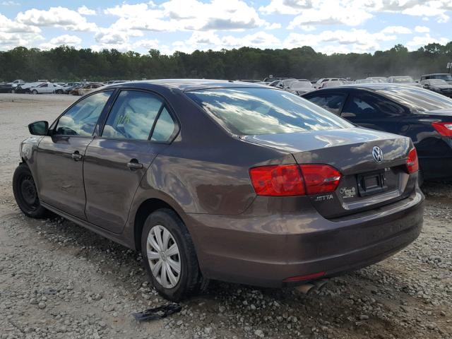 3VW2K7AJ3EM336228 - 2014 VOLKSWAGEN JETTA BASE BROWN photo 3