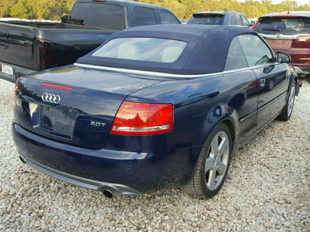 WAUAF48H49K007164 - 2009 AUDI A4 2.0T CA BLUE photo 4